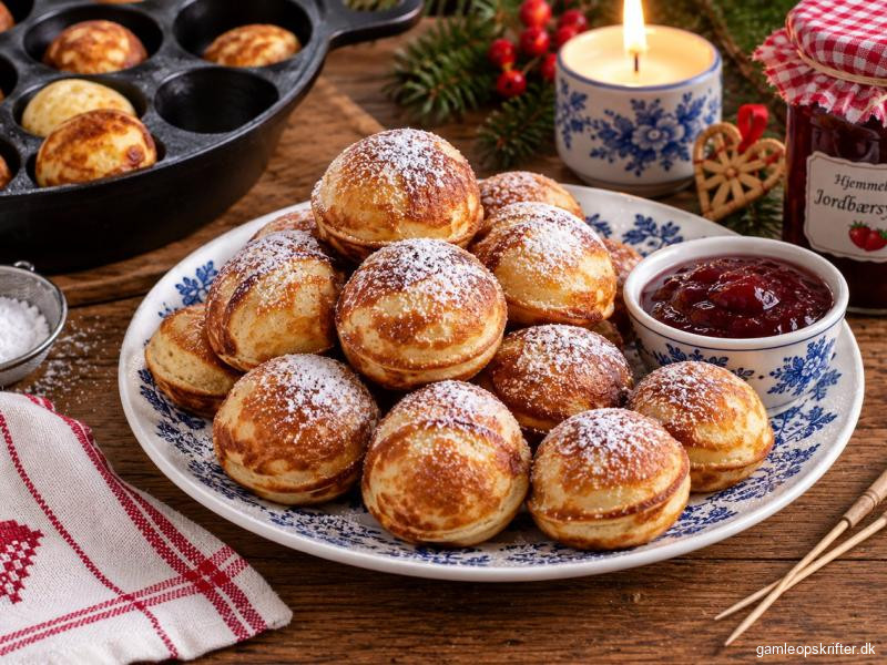 Gammeldags danske æbleskiver med flormelis og syltetøj